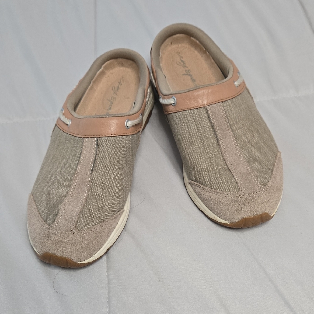 Easy Spirit Tan and Brown Mules